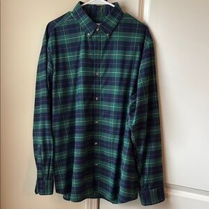 Green and Blue Plaid Men's Shirt